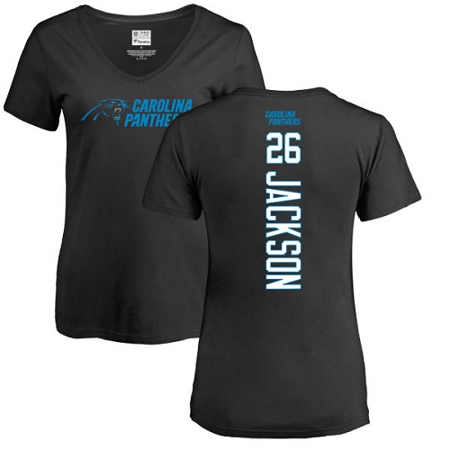 Carolina Panthers Black Women Donte Jackson Backer NFL Football #26 T Shirt